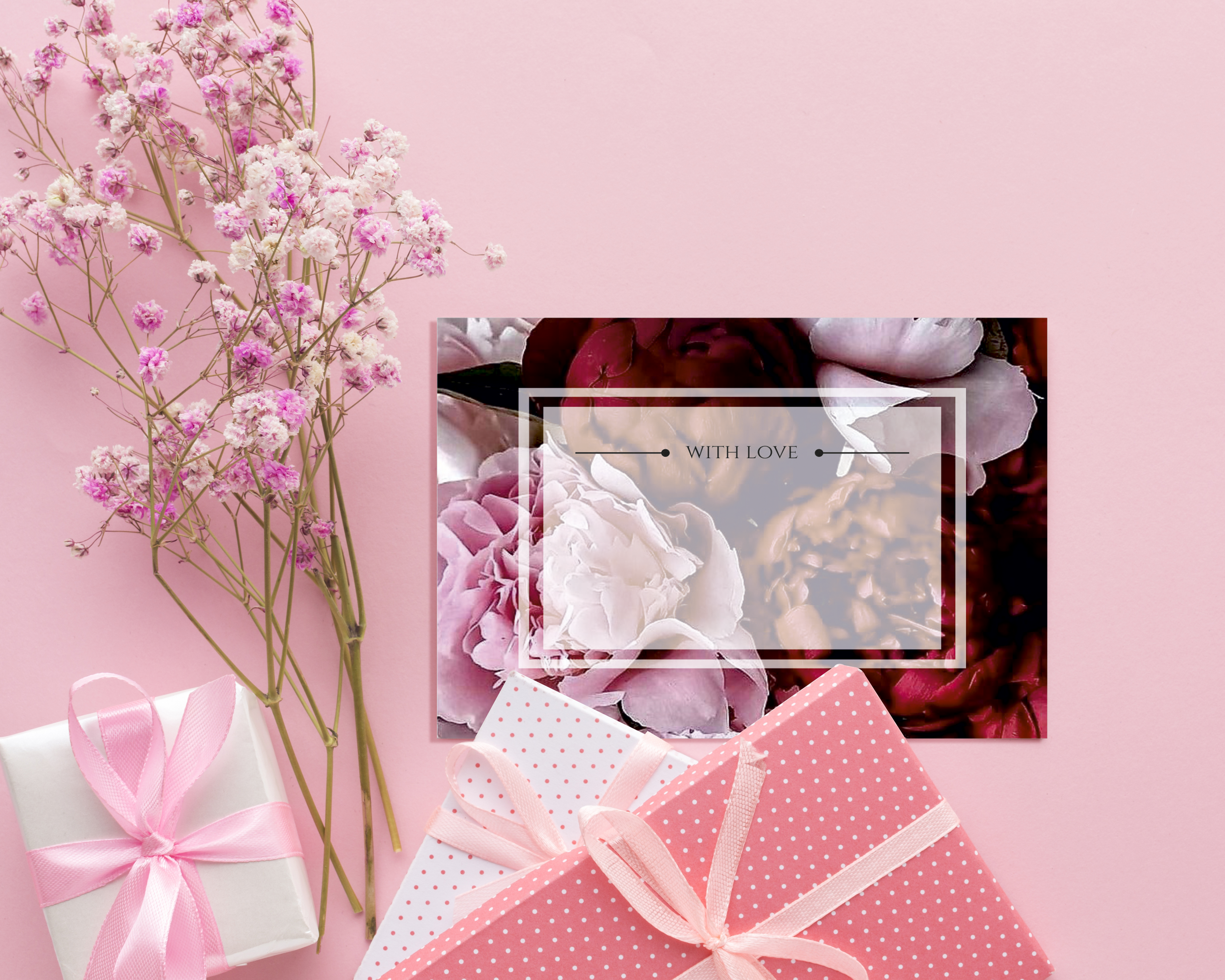 Gift Tag- Red Pink Peonies
