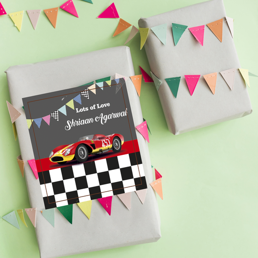 Car Race Theme Gift tag