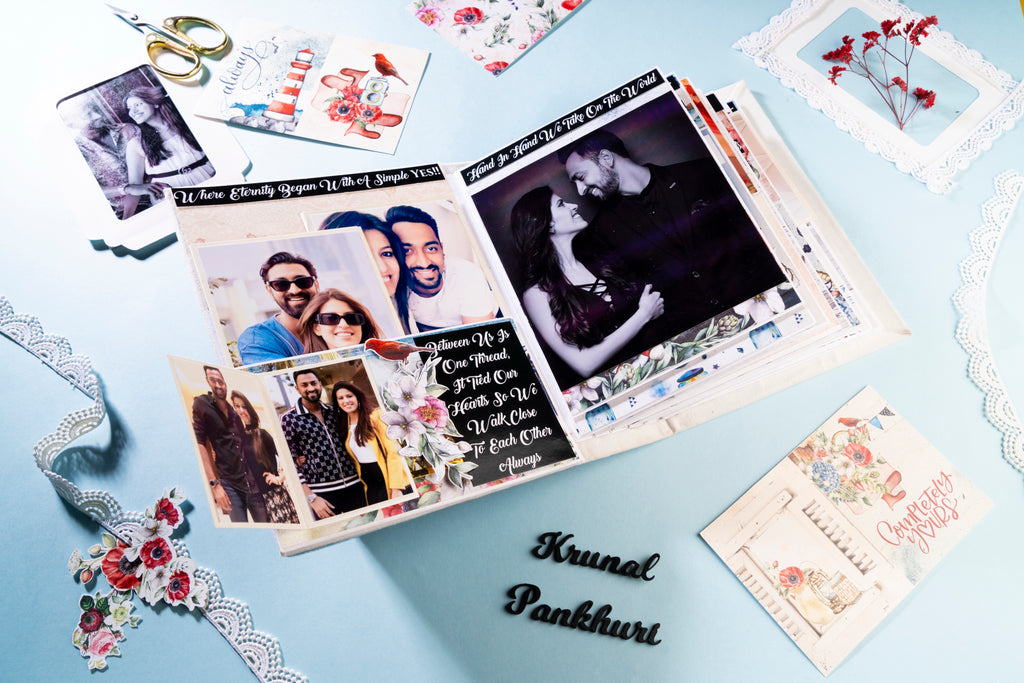 Personalised family photo Album- Blue Border