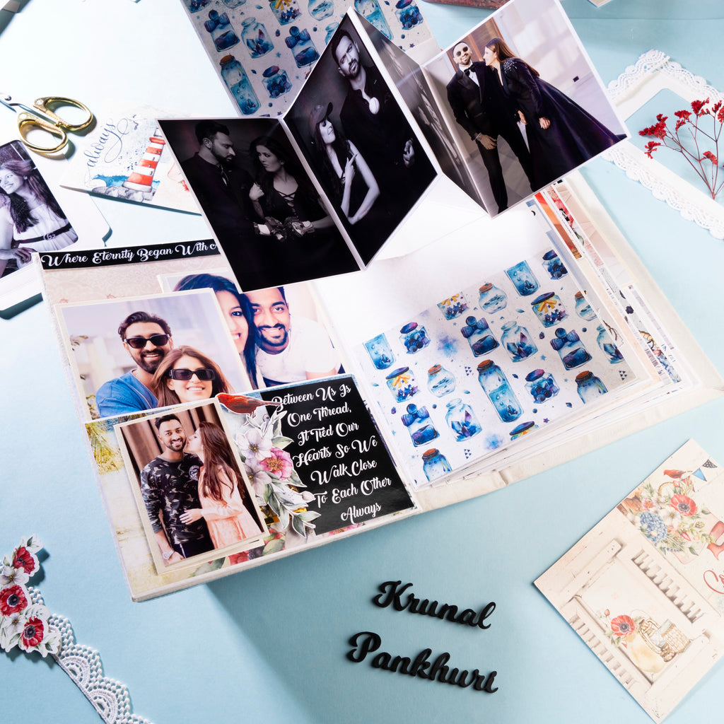 Personalised family photo Album- Blue Border