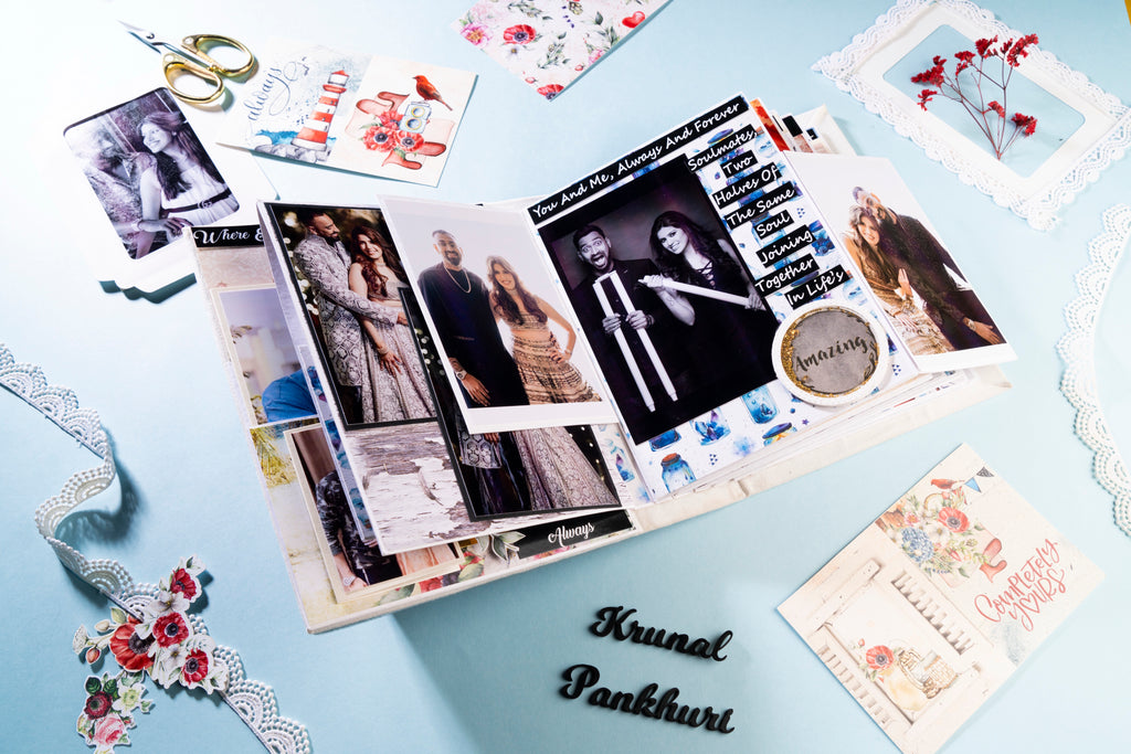 Personalised family photo Album- Blue Border