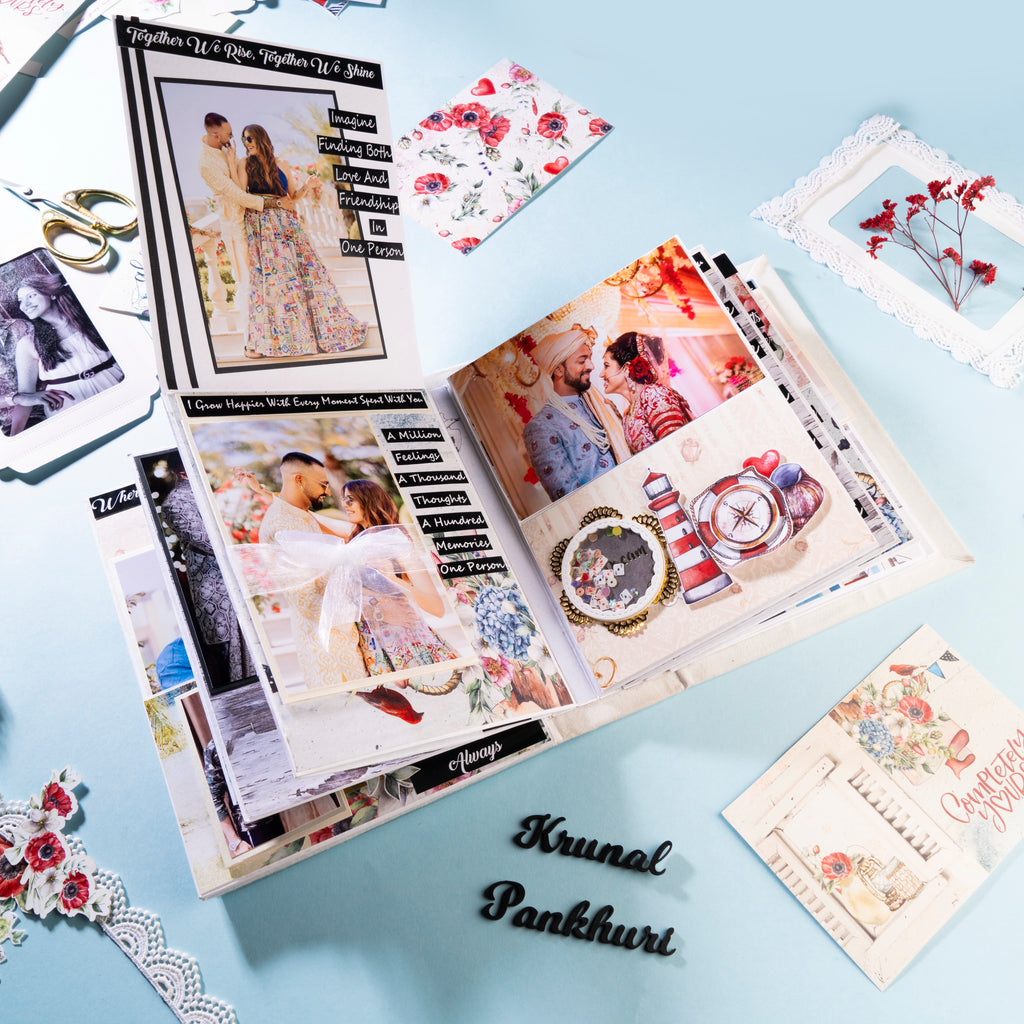 Personalised family photo Album- Blue Border