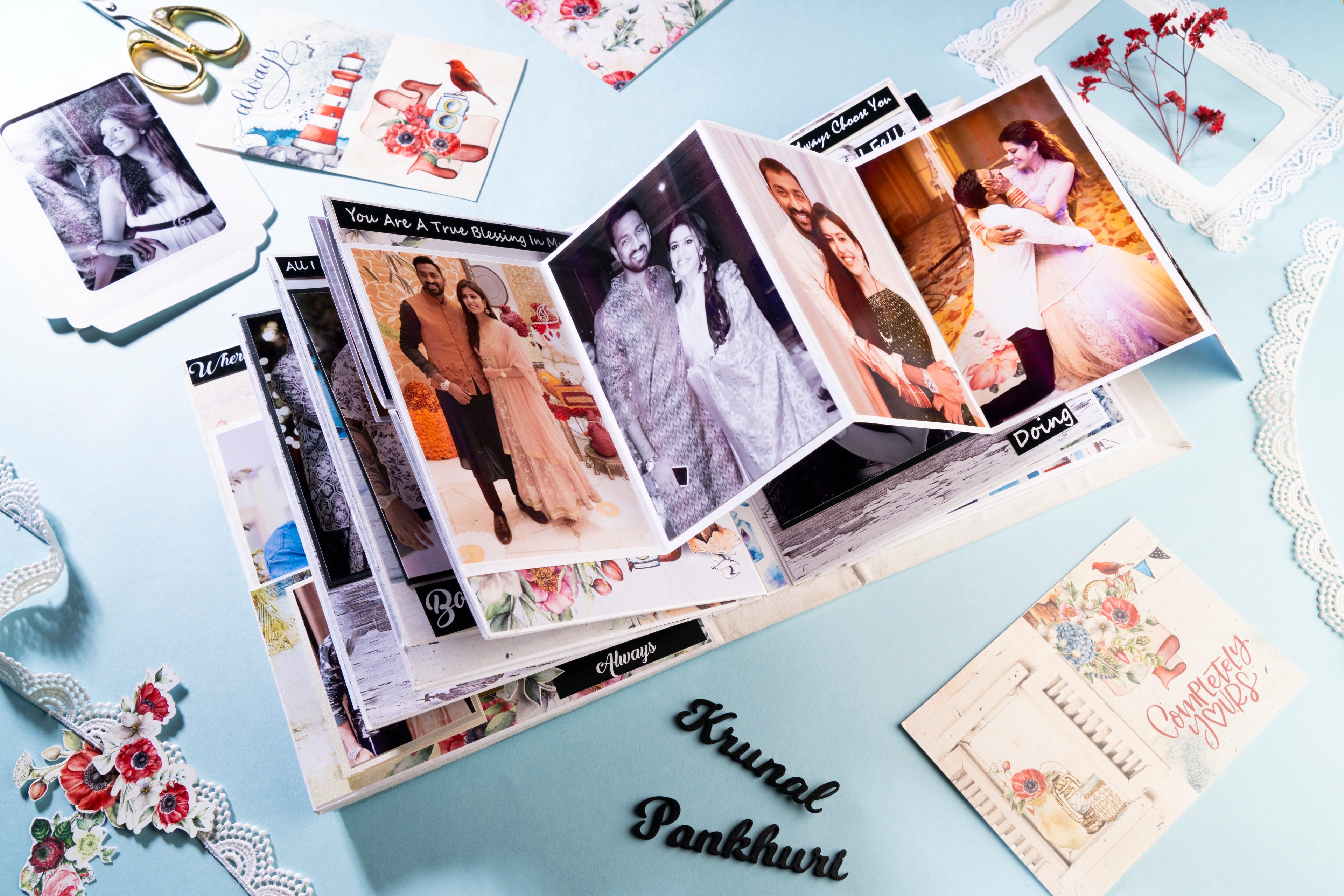 Personalised family photo Album- Blue Border
