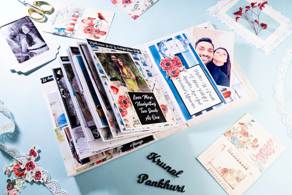 Personalised family photo Album- Blue Border