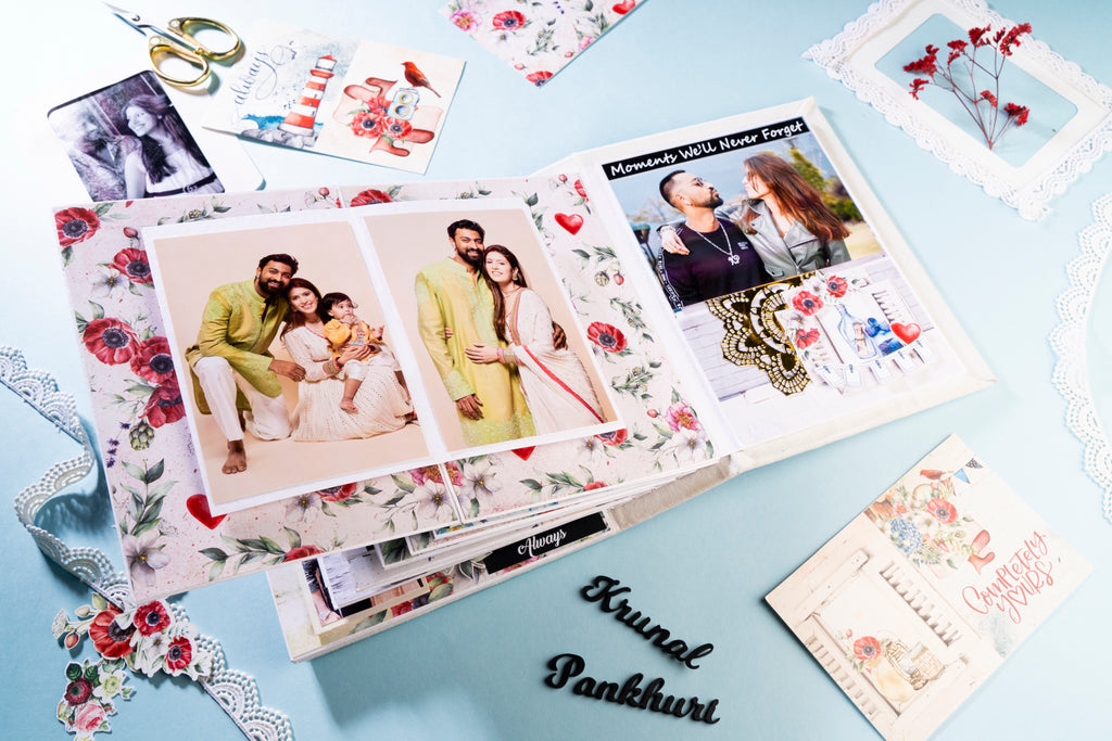 Personalised family photo Album- Blue Border