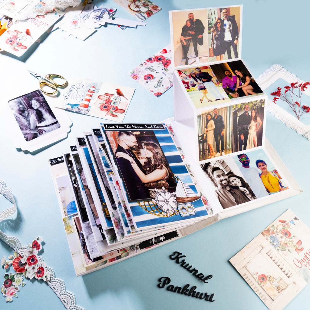 Personalised family photo Album- Blue Border