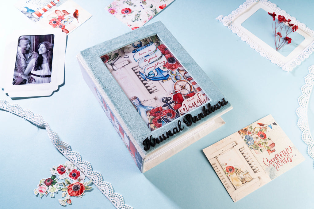 Personalised family photo Album- Blue Border