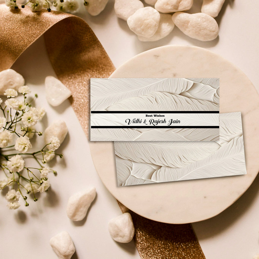 Money Gift Envelope Gold & White Leaf
