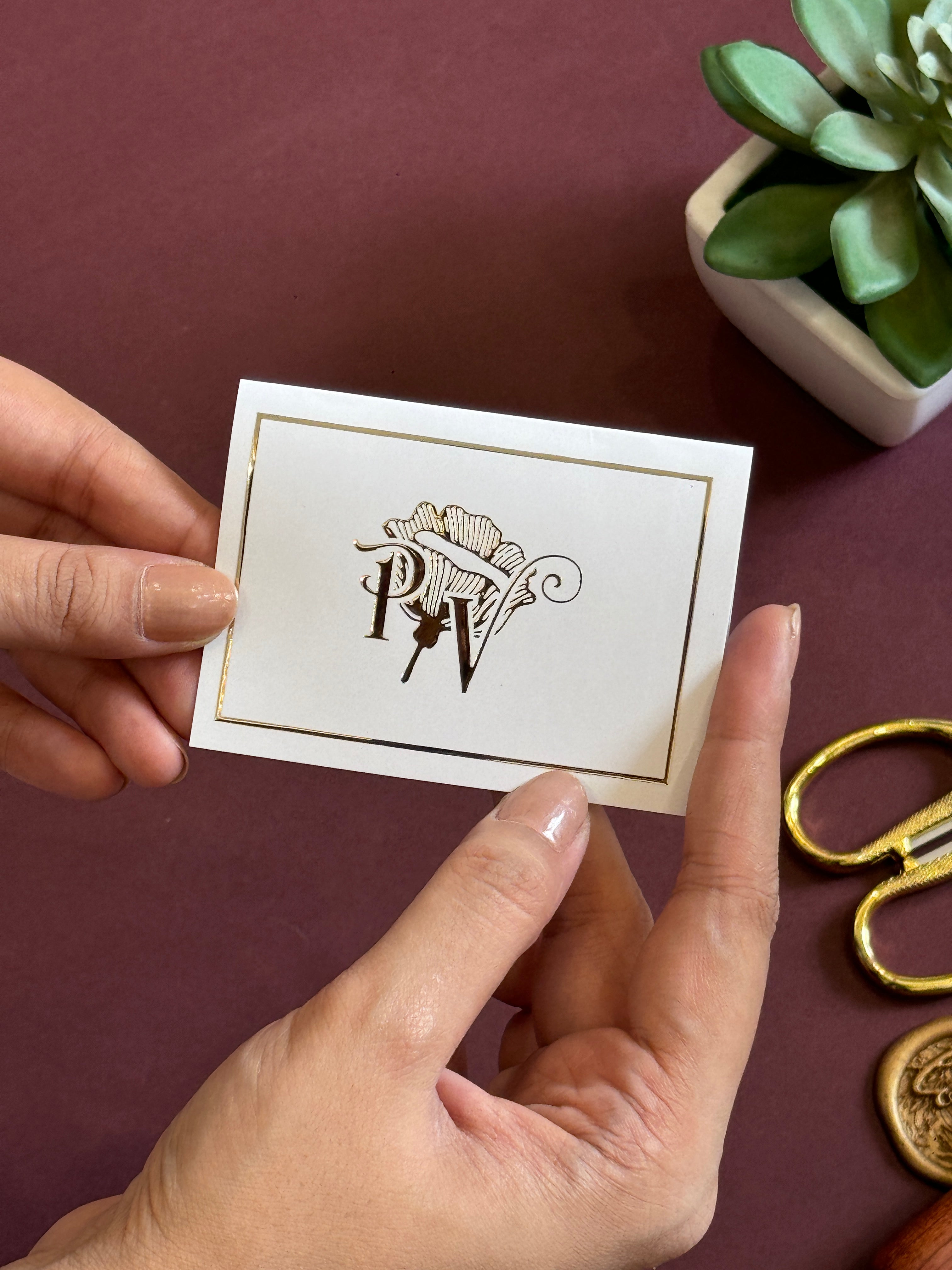 Folding Notecards Initials Personalised Tags