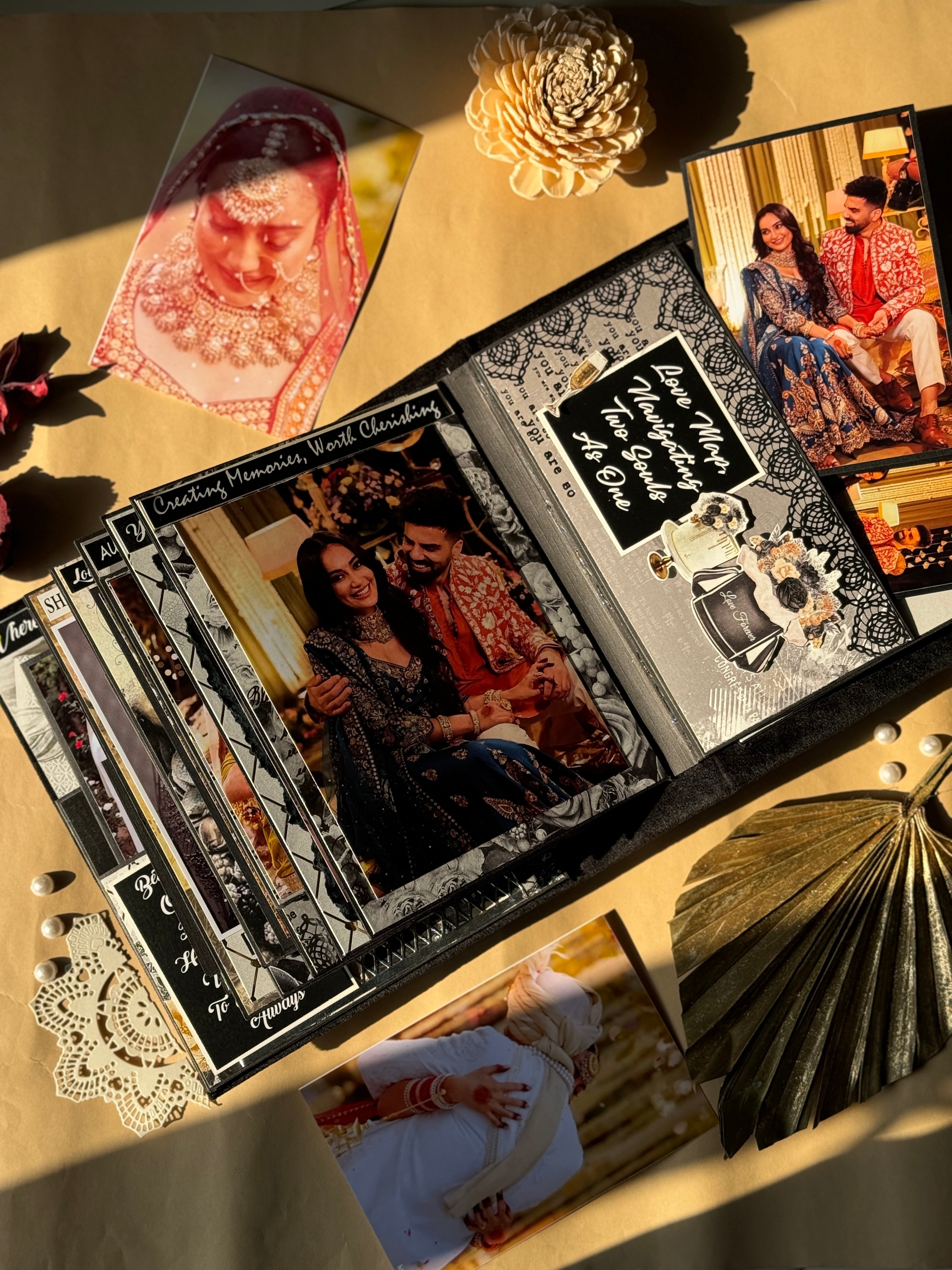 Handmade wedding memory album- Mr & Mrs Black