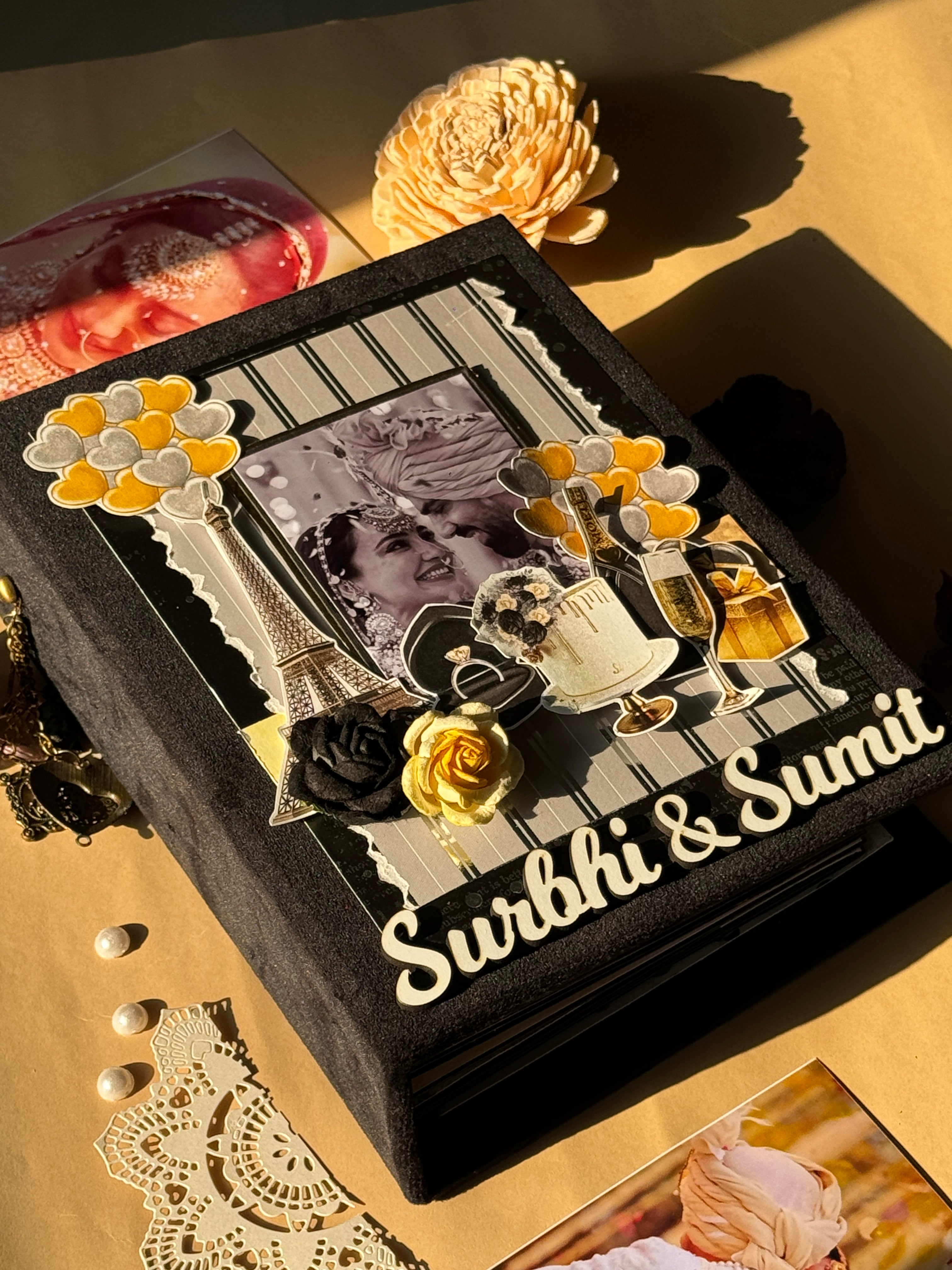 Handmade wedding memory album- Mr & Mrs Black