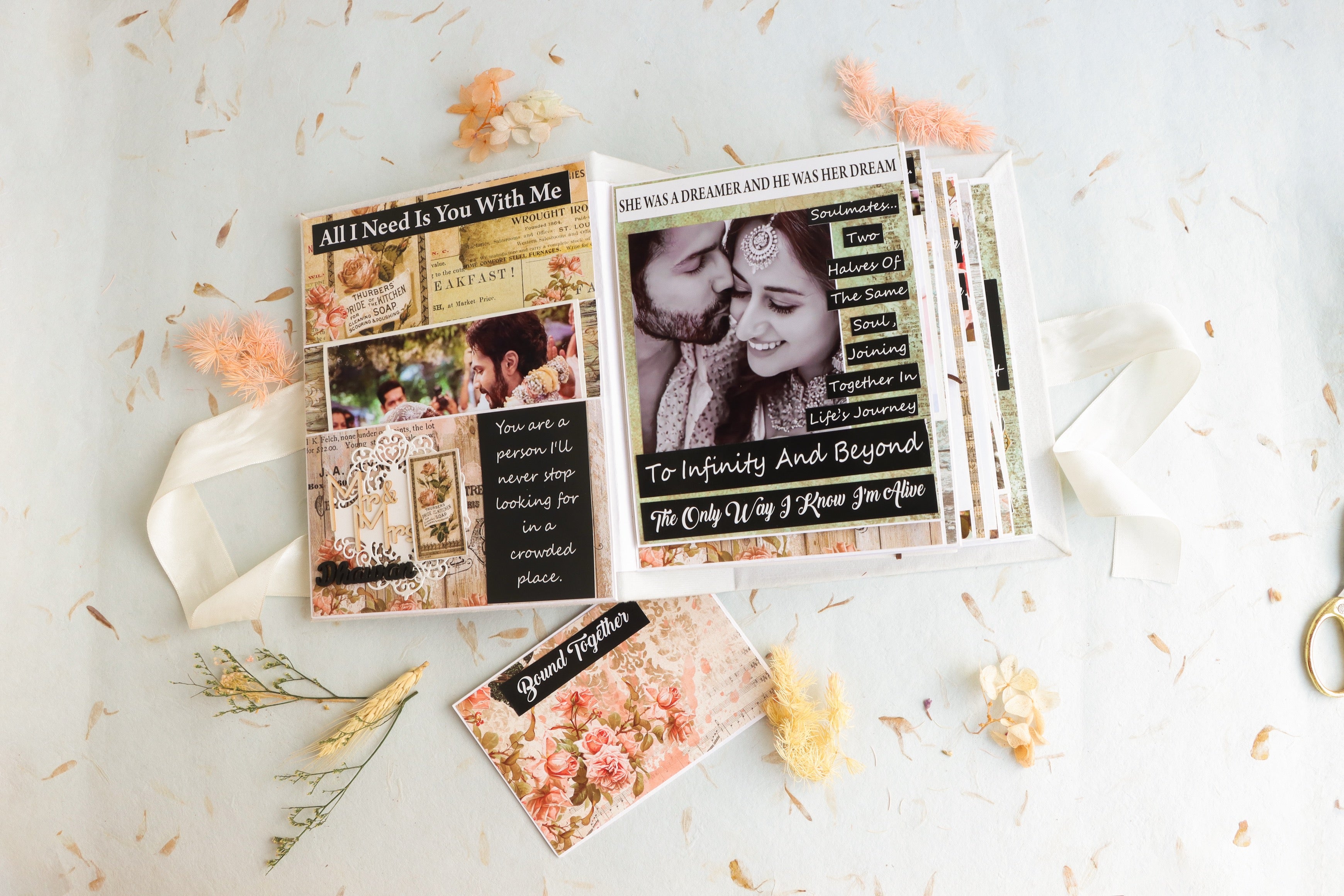 Personalised Wedding photo Album- timeless treasure pastel