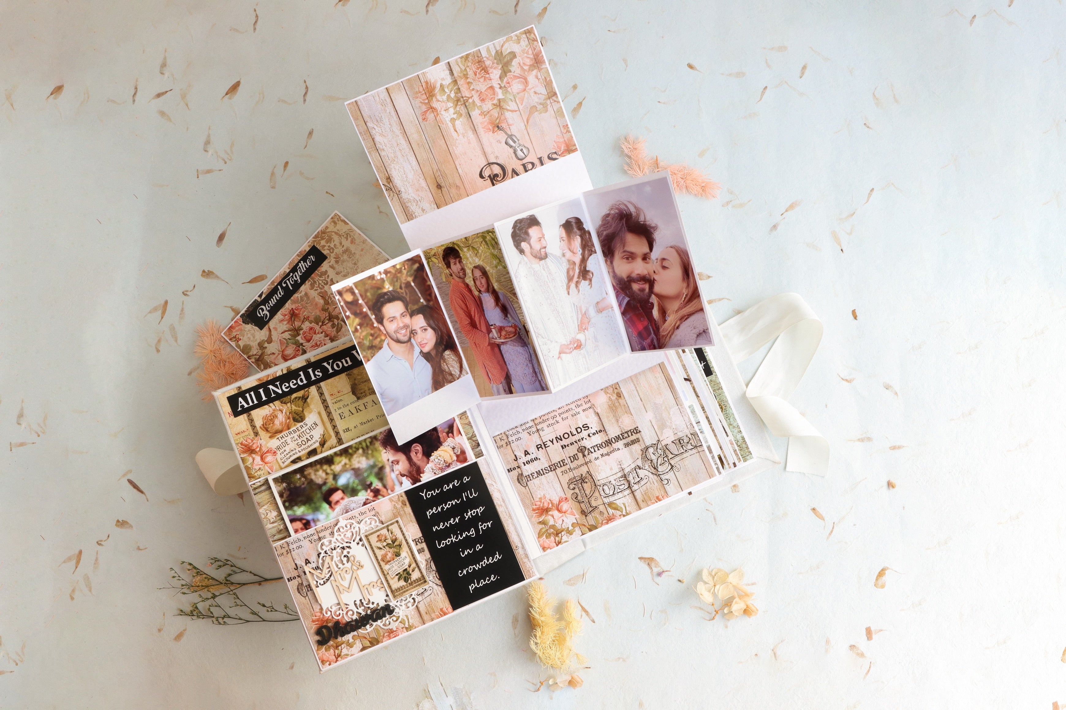 Personalised Wedding photo Album- timeless treasure pastel