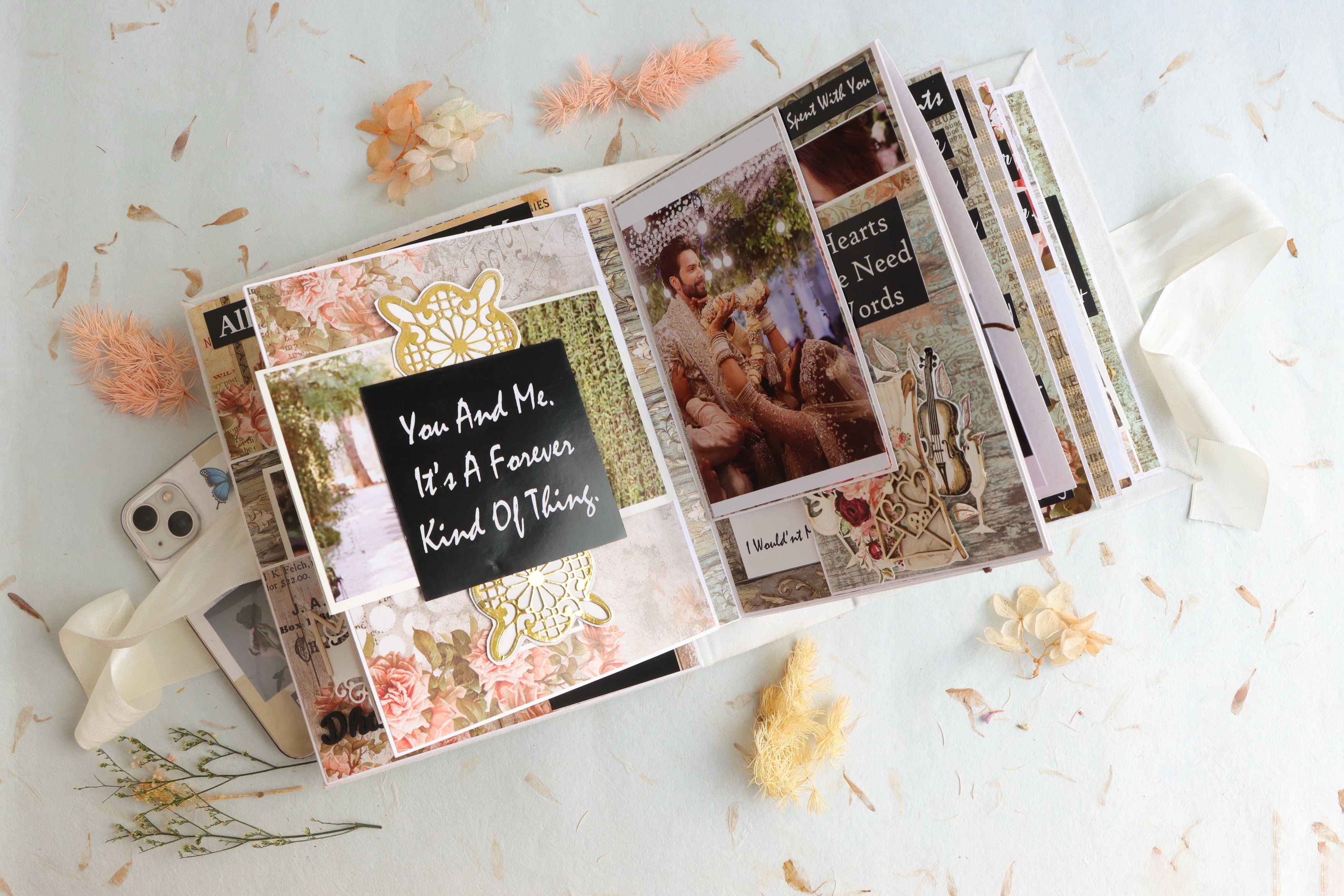 Personalised Wedding photo Album- timeless treasure pastel