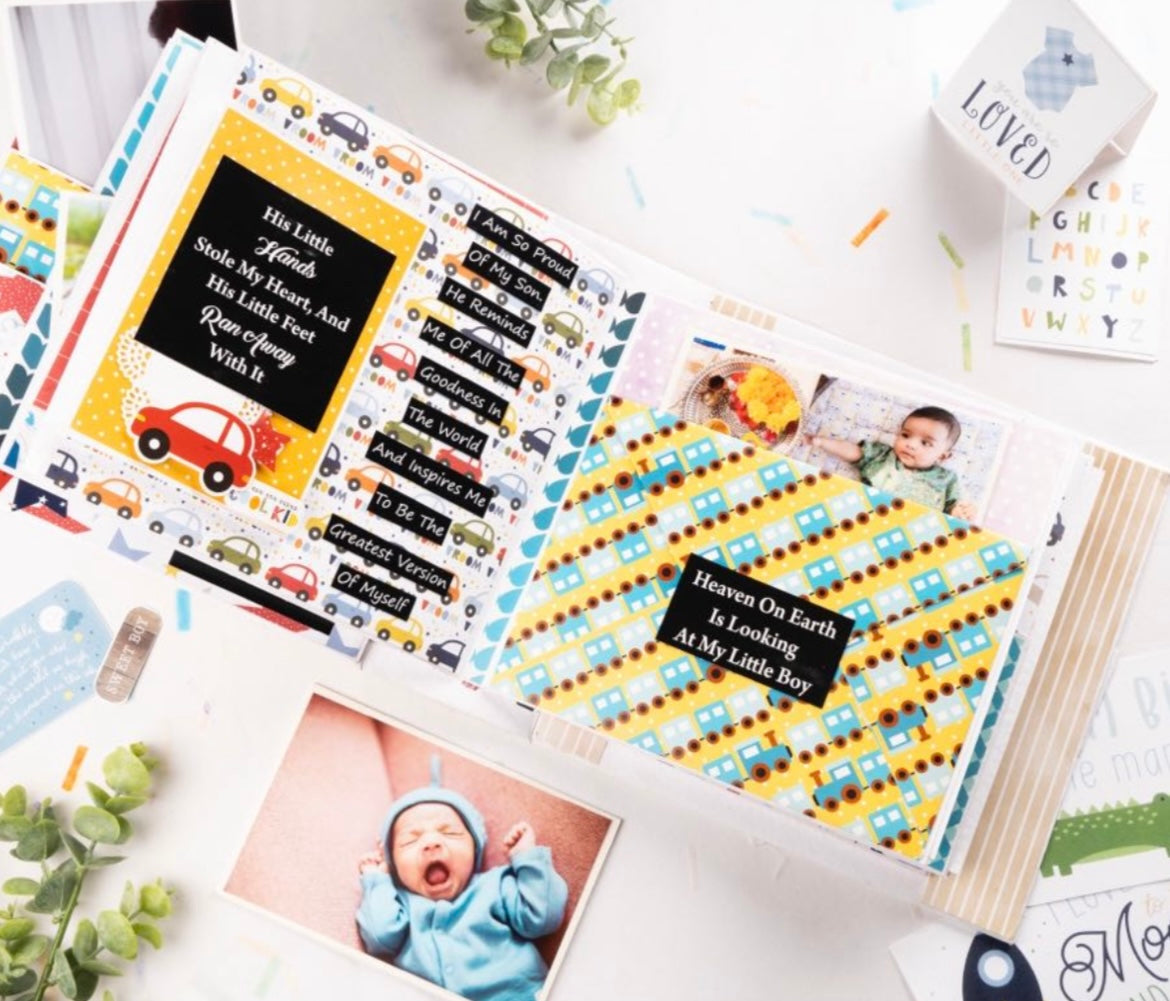 Photo Album Baby Boy- Red Transport Theme