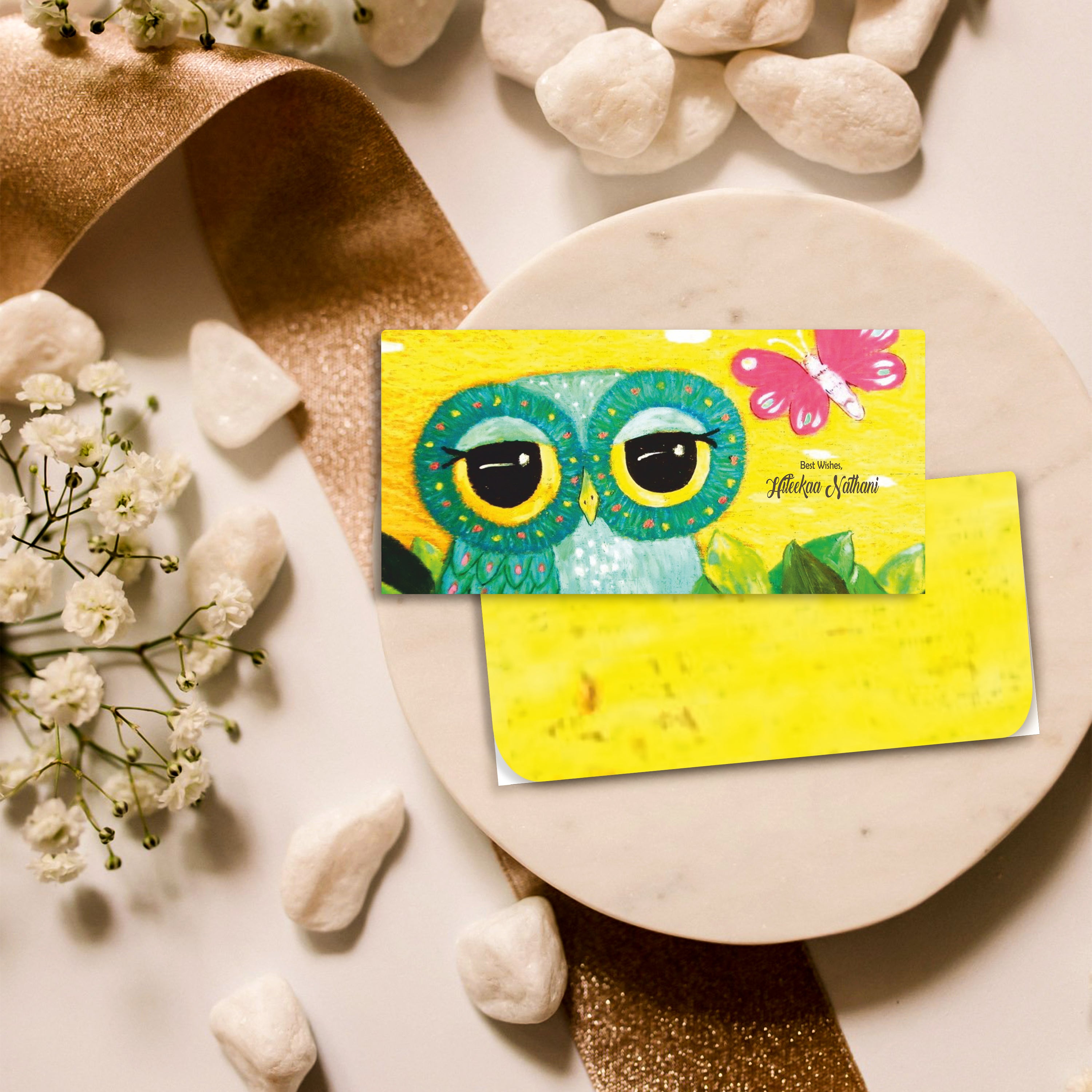 Personalised Kids Money Envelope Yellow Owl