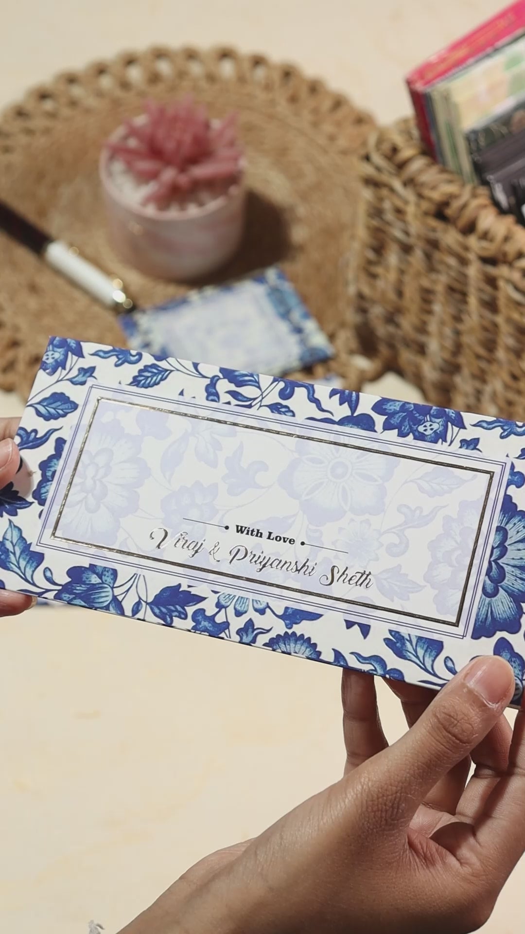 Custom Money Envelope Blue Flower
