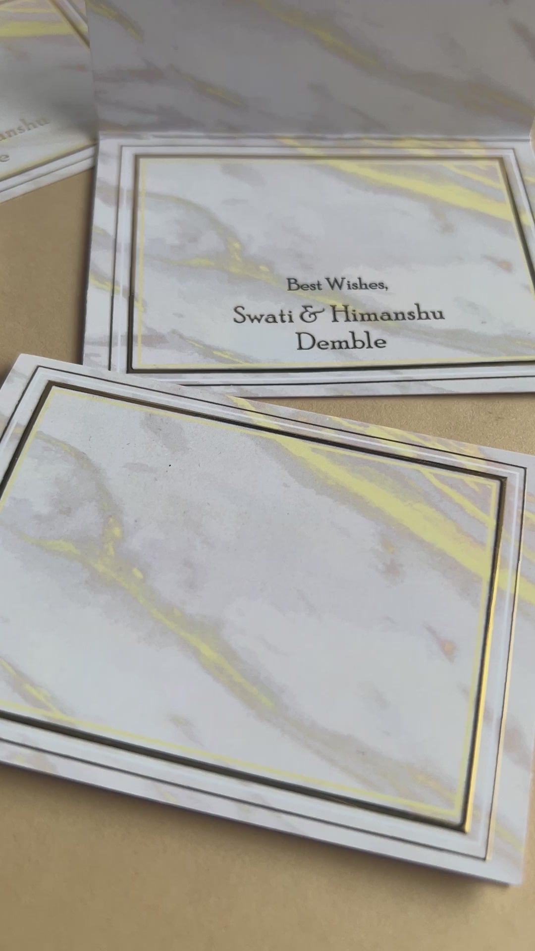 Folding Notecards Grey Gold