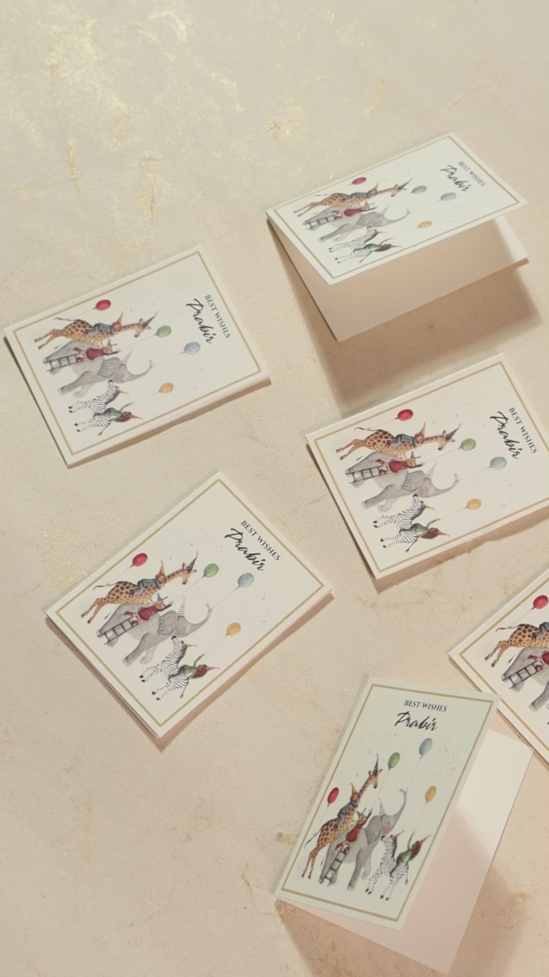 Folding Notecards Animal Party