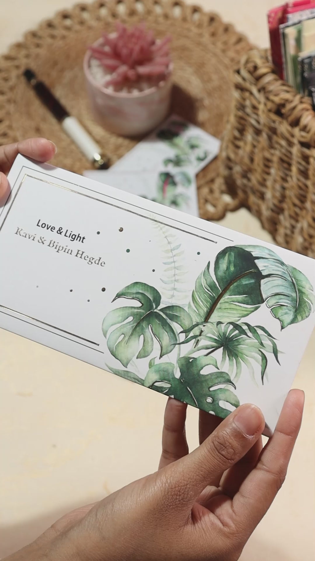 Personalised Money Envelope Palm Leaf